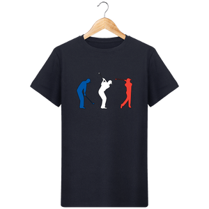 LET'S GOLF IT - T-Shirt en coton bio GOLF BLEU BLANC ROUGE - idées cadeaux golf homme femme